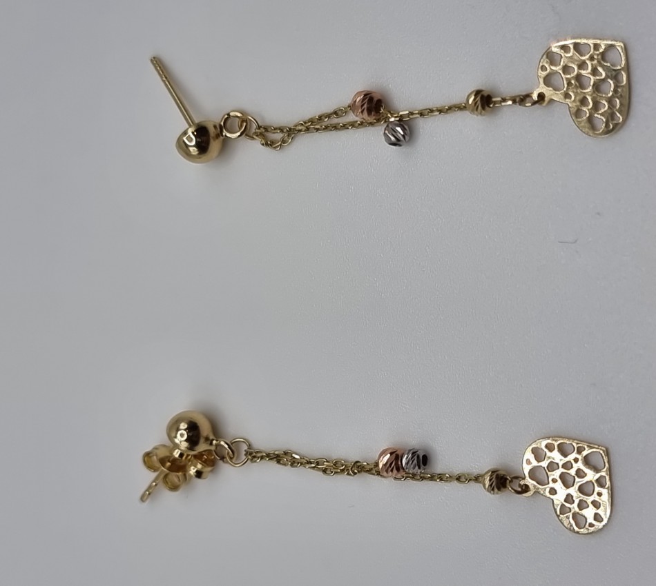 Women earrings "Heart" - 14k gold